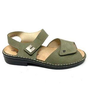 Finn Comfort Luxor Leather Comfort Sandals Olive Nubuck